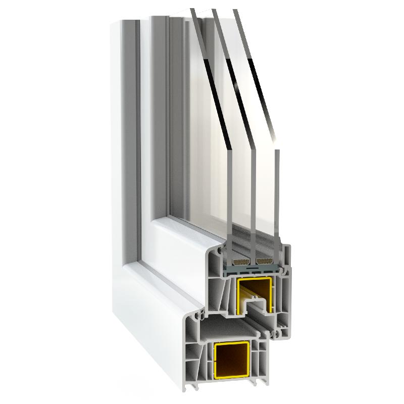 PVC prozor iz DECCO 71 serije, ugrađen i otvoren.
